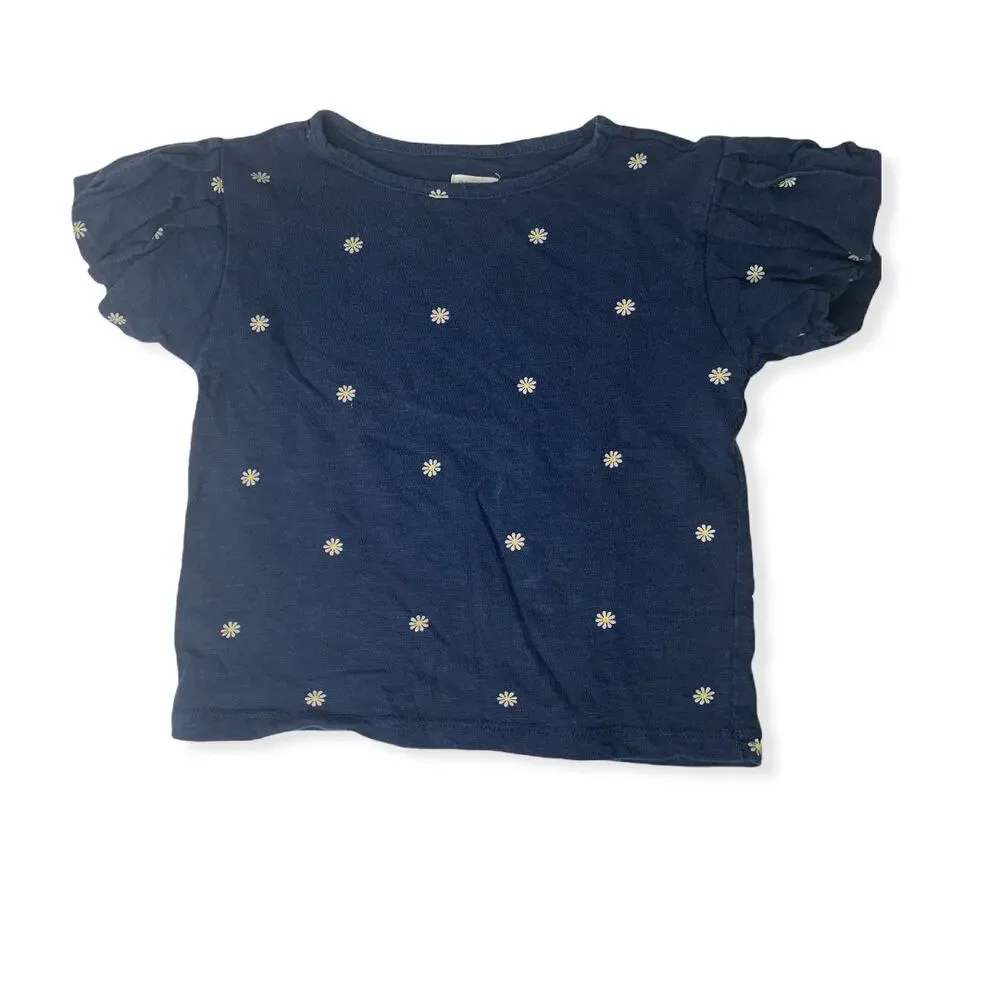 Gymboree Small 5/6 Floral short sleeve tee Ruffle sleeves